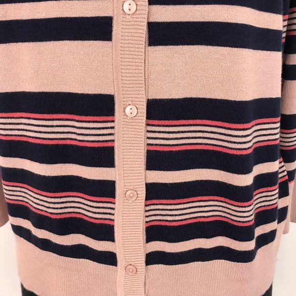NWT Halogen Striped Crew Neck Cardigan Sweater LP - Picture 5 of 8